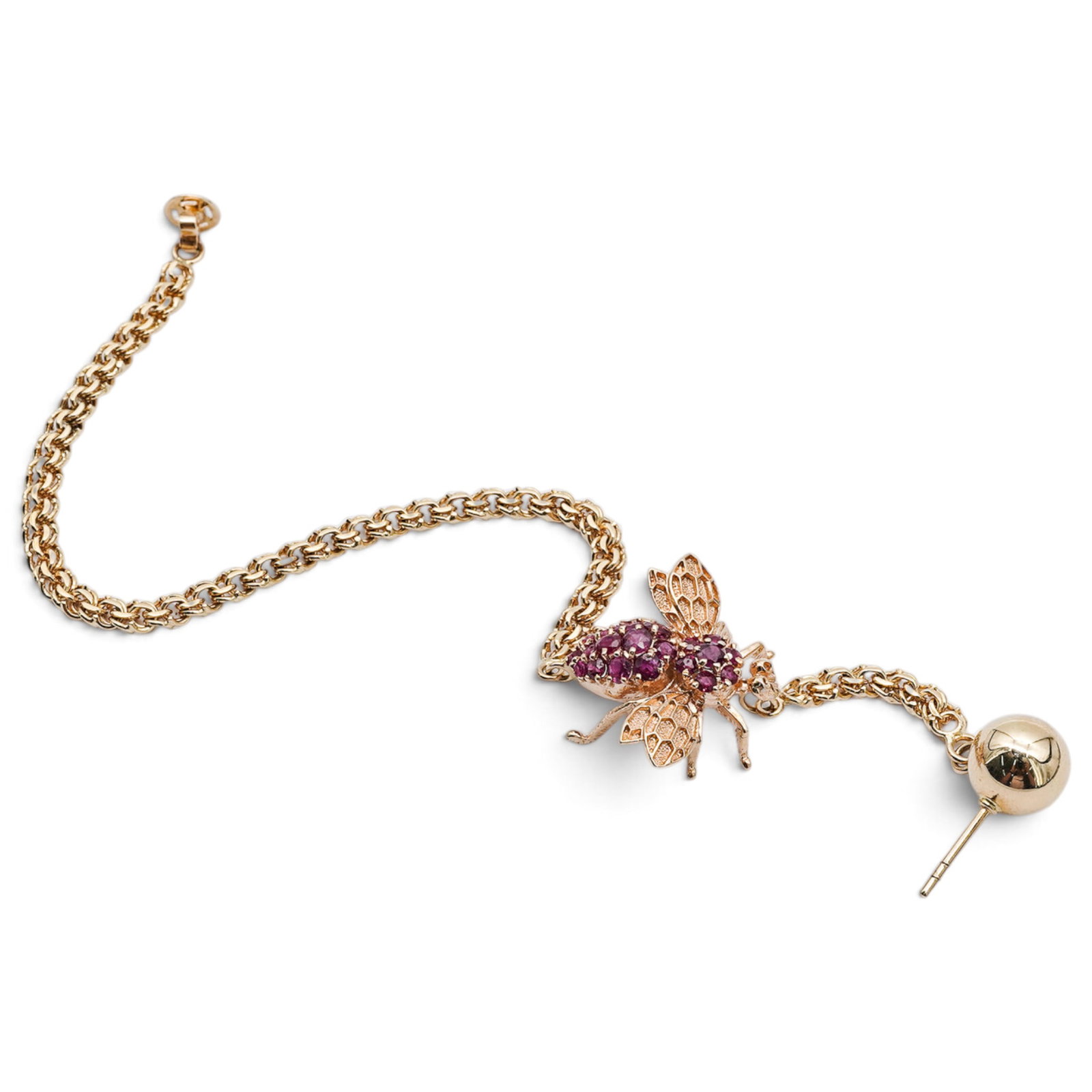 14K Gold Ruby & Emerald Bee Earrings - 6