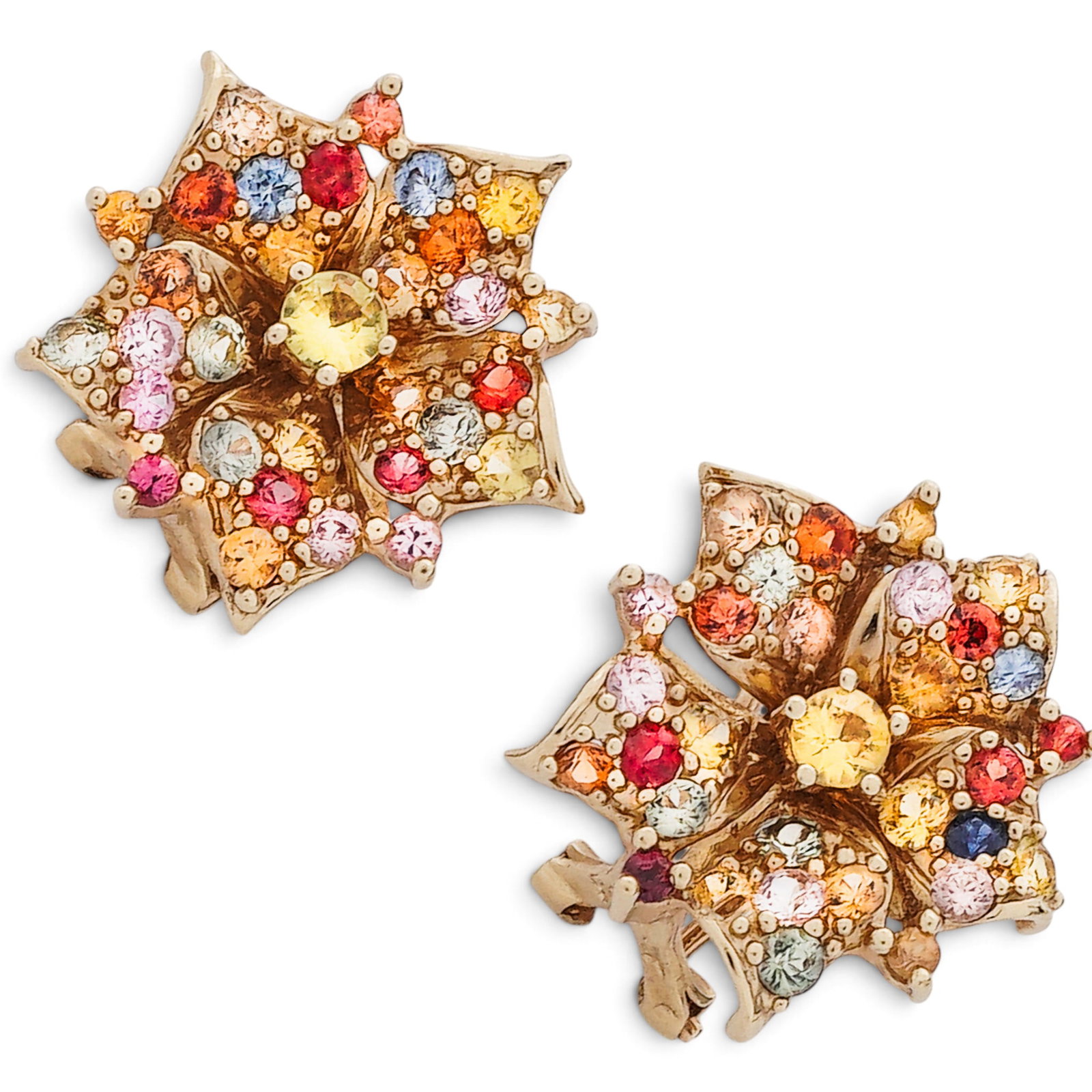14K Gold Multicolor Sapphire Flower Earrings (1 of 6)