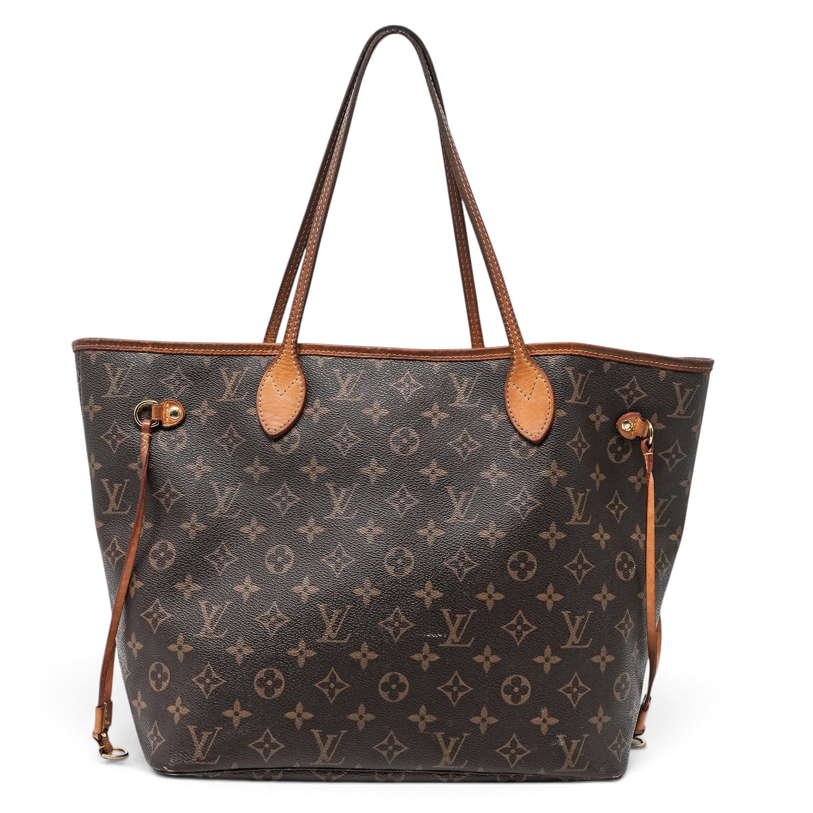Louis Vuitton "Neverfull" MM Monogram Canvas: Louis Vuitton "Neverfull" MM Monogram Canvas 2017, USA Louis Vuitton Neverfull MM crafted from signature Monogram canvas with natural leather trim. Features slim vachetta leather shoulder straps and