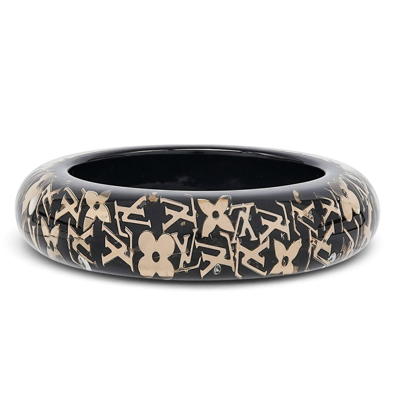 Louis Vuitton Monogram Inclusion Black Resin Cuff (1 of 4)