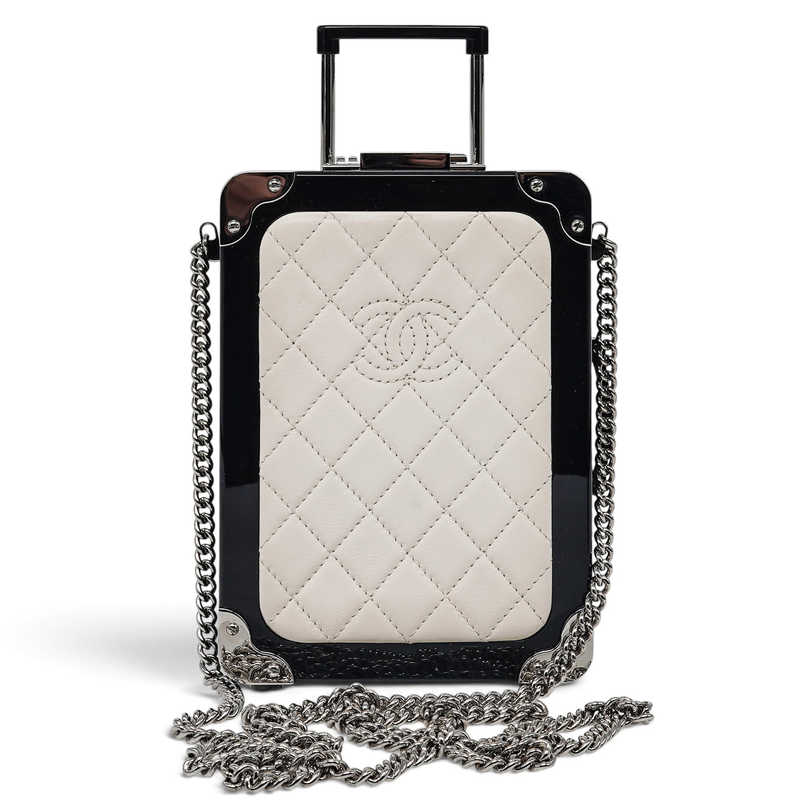 Chanel "Suitcase" Cream Quilted Lambskin & Black Plexiglass Minaudiere (1 of 13)