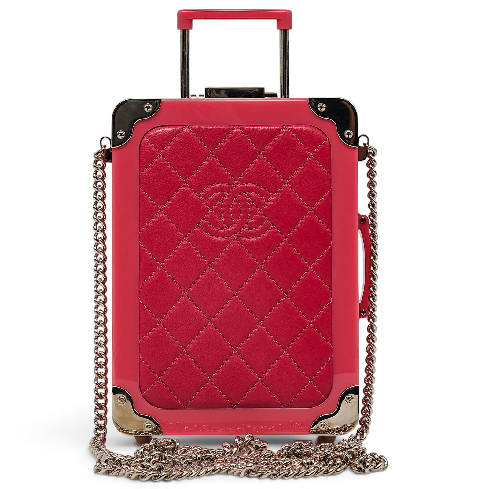 Chanel "Suitcase" Pink Quilted Lambskin & Pink Plexiglass Minaudiere (1 of 13)