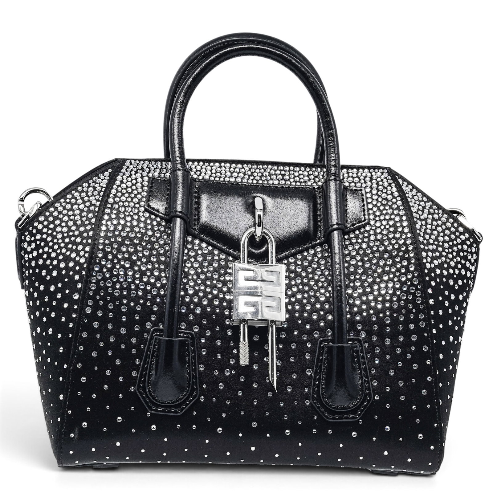 Givenchy "Antigona" Black Satin Crystal Studded Mini Lock Tote (1 of 11)
