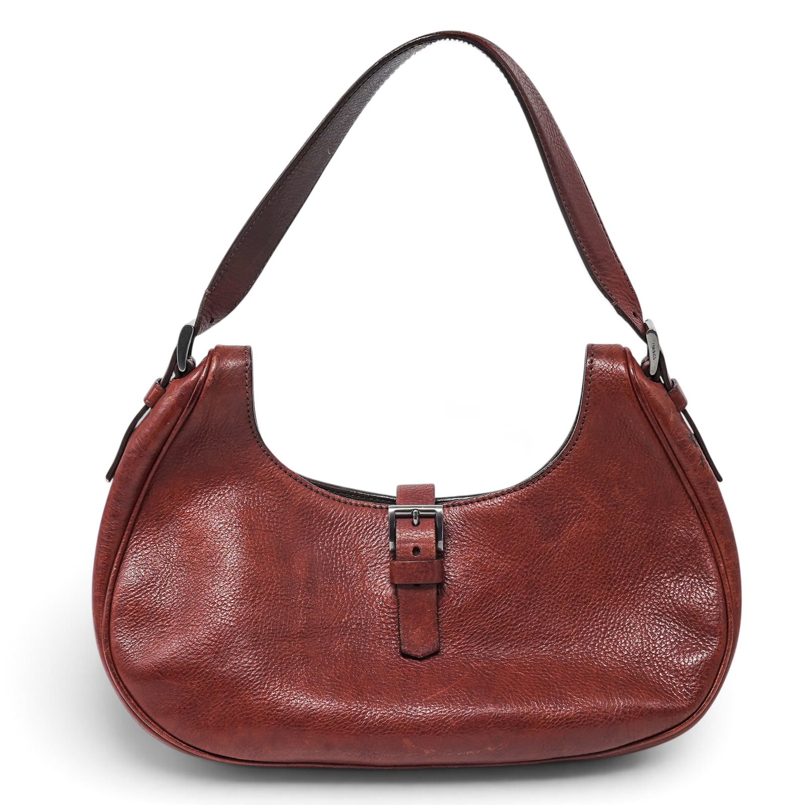 Prada Hobo Bag Brown Pebbled Leather (1 of 11)