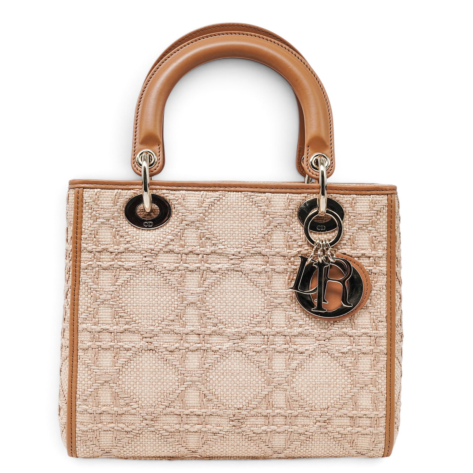 Christian Dior "Lady Dior" Medium Raffia Cannage Bag: Christian Dior "Lady Dior" Medium Raffia Cannage Bag 2022, Italy Christian Dior Medium Raffia Lady Dior, crafted from natural raffia with Cannage detailing, smooth leather trim, and gold-tone hardware