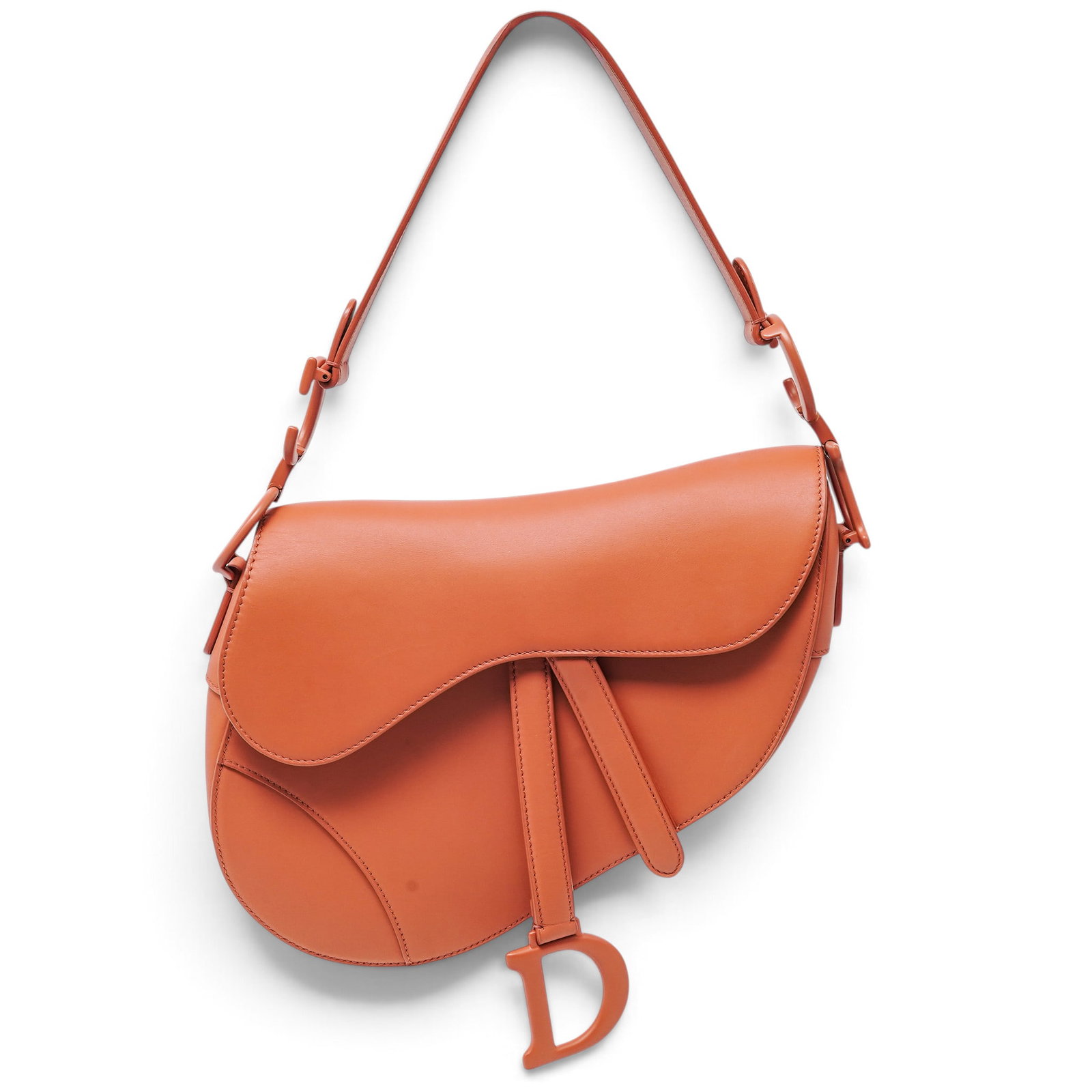 Christian Dior "Saddle Bag" Ultramatte Terracotta: Christian Dior "Saddle Bag" Ultramatte Terracotta 2017, Italy Christian Dior Saddle Bag crafted from terracotta calfskin leather with an Ultramatte finish and tonal, matte-finish hardware. Features