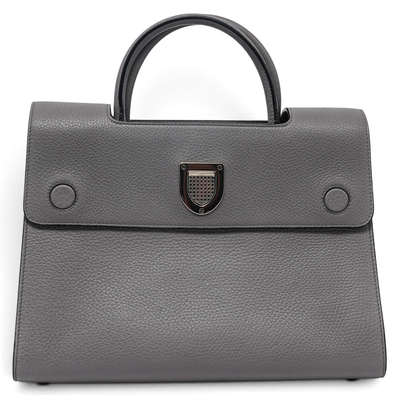 Christian Dior "DiorEver" Small Grey Pebbled Leather Bag: Christian Dior "DiorEver" Small Grey Pebbled Leather Bag 2010's, France Christian Dior DiorEver crafted from grey pebbled leather with silver-tone hardware. Features dual top handles, a detachable