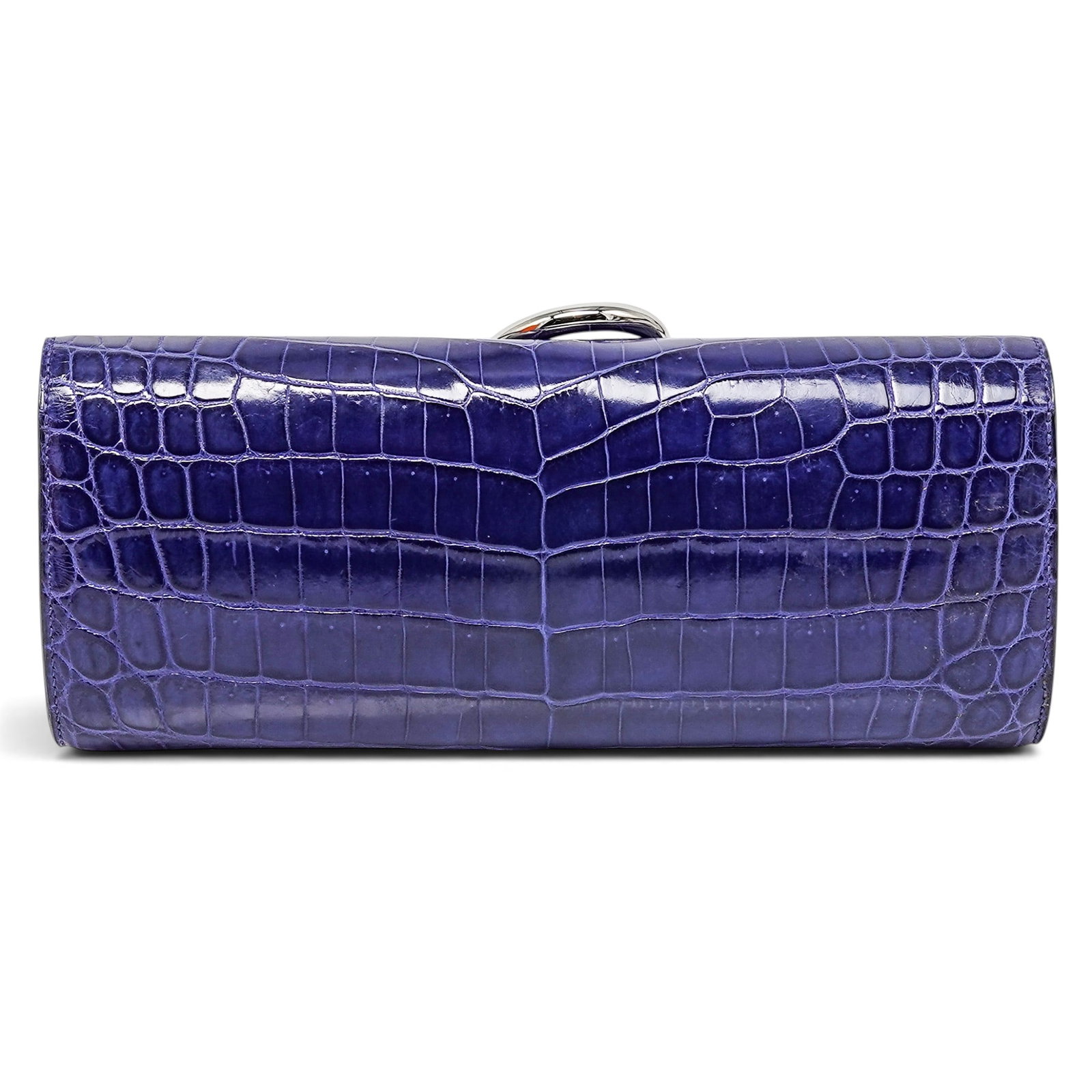 Hermes "Egee" Clutch Blue Electrique Crocodile - 4