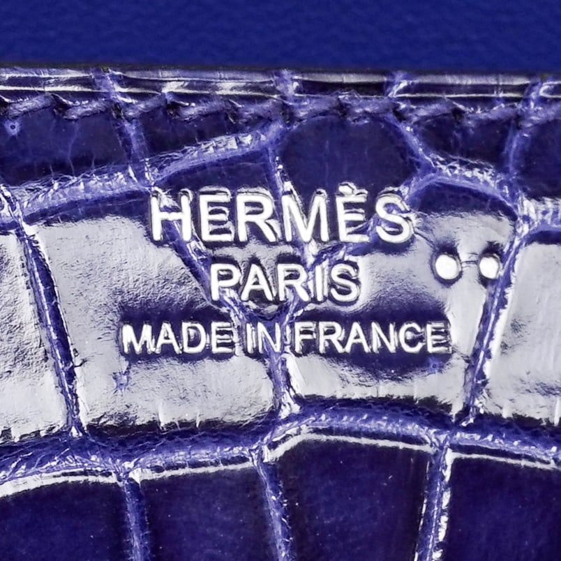 Hermes "Egee" Clutch Blue Electrique Crocodile - 9