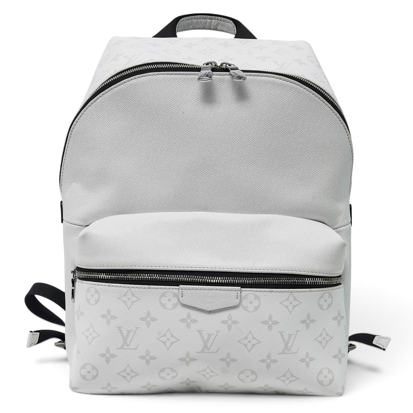 Louis Vuitton "Discovery" Backpack White Monogram Taigarama: Louis Vuitton "Discovery" Backpack White Monogram Taigarama 2020's, France Louis Vuitton Discovery Backpack featuring in white monogram canvas, & white taiga leather, silver-tone hardware, and