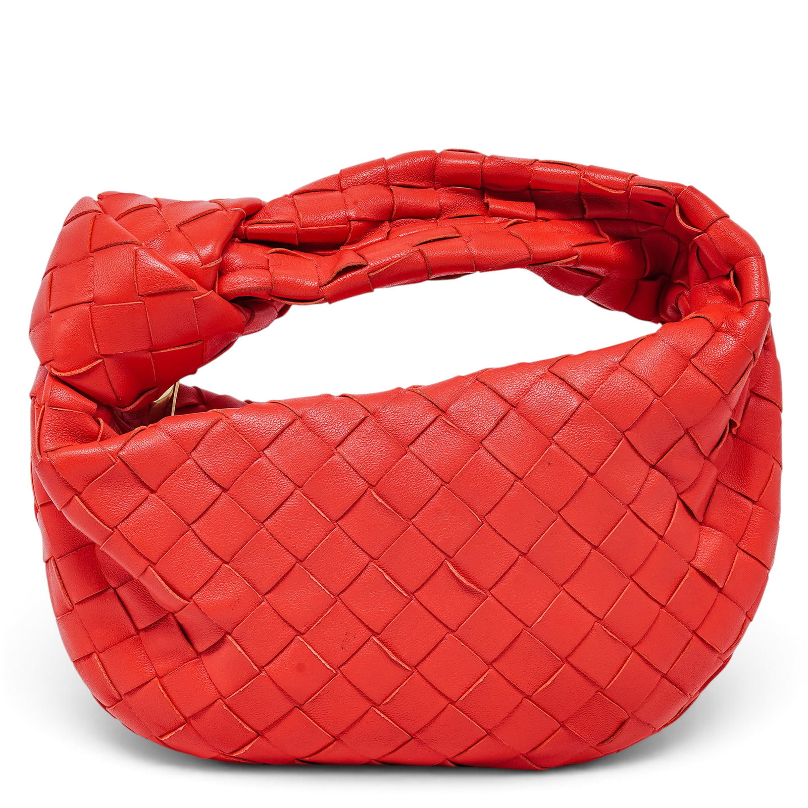 Bottega Veneta "Mini Jodie" Red Intrecciato Leather: Bottega Veneta "Mini Jodie" Red Intrecciato Leather 2020's, Italy Bottega Veneta Mini Jodie crafted from red intrecciato leather with the House’s signature woven construction. Features the
