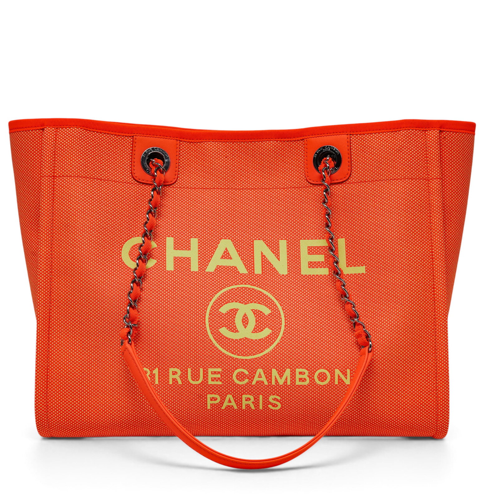 Chanel "Deauville" Medium Shopping Tote Orange (1 of 15)