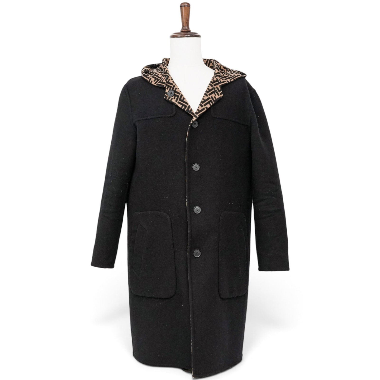 Fendi FF Wool Reversible Hooded Coat (1 of 14)