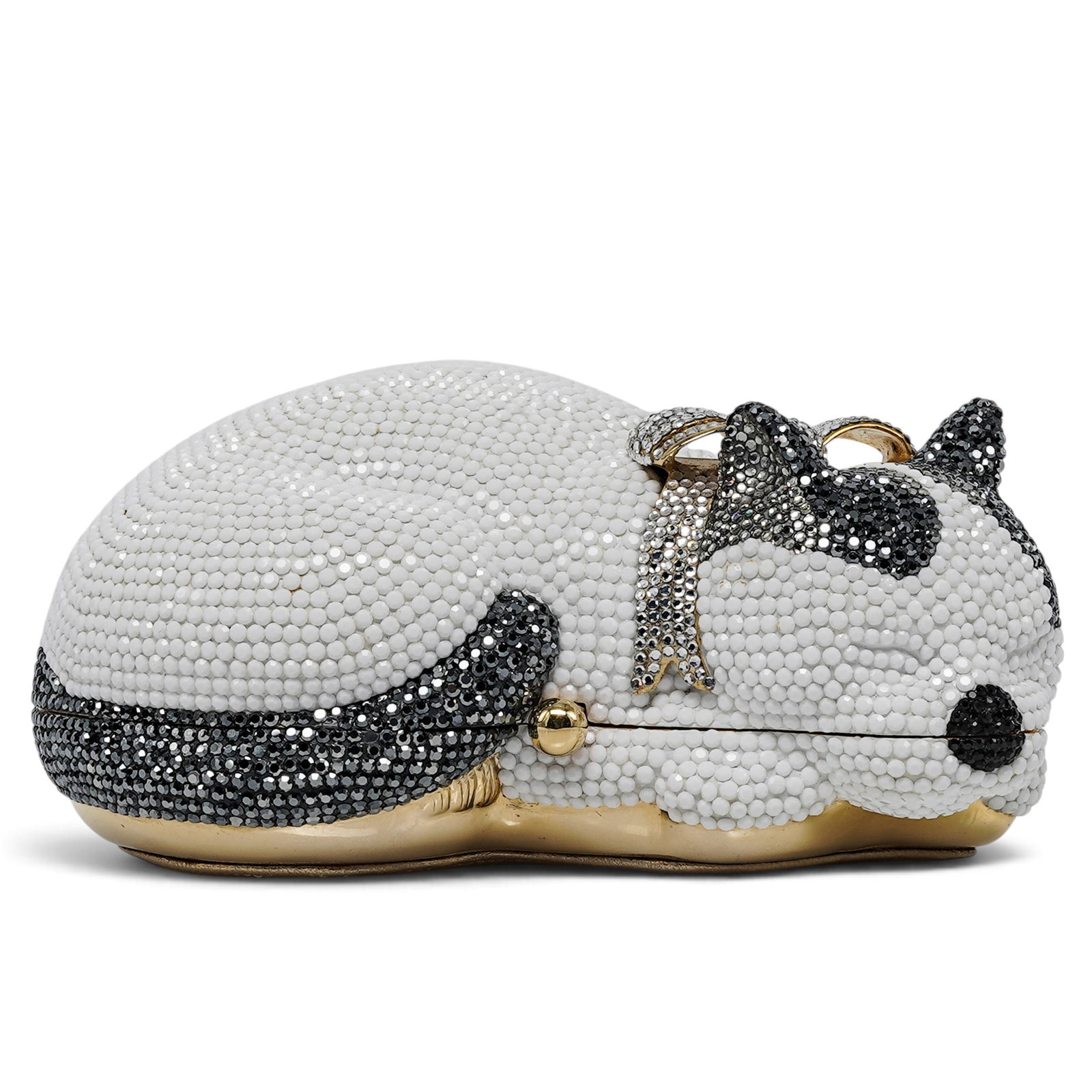 Judith Leiber Sleeping Cat White Pearl Crystal Minaudière (1 of 11)