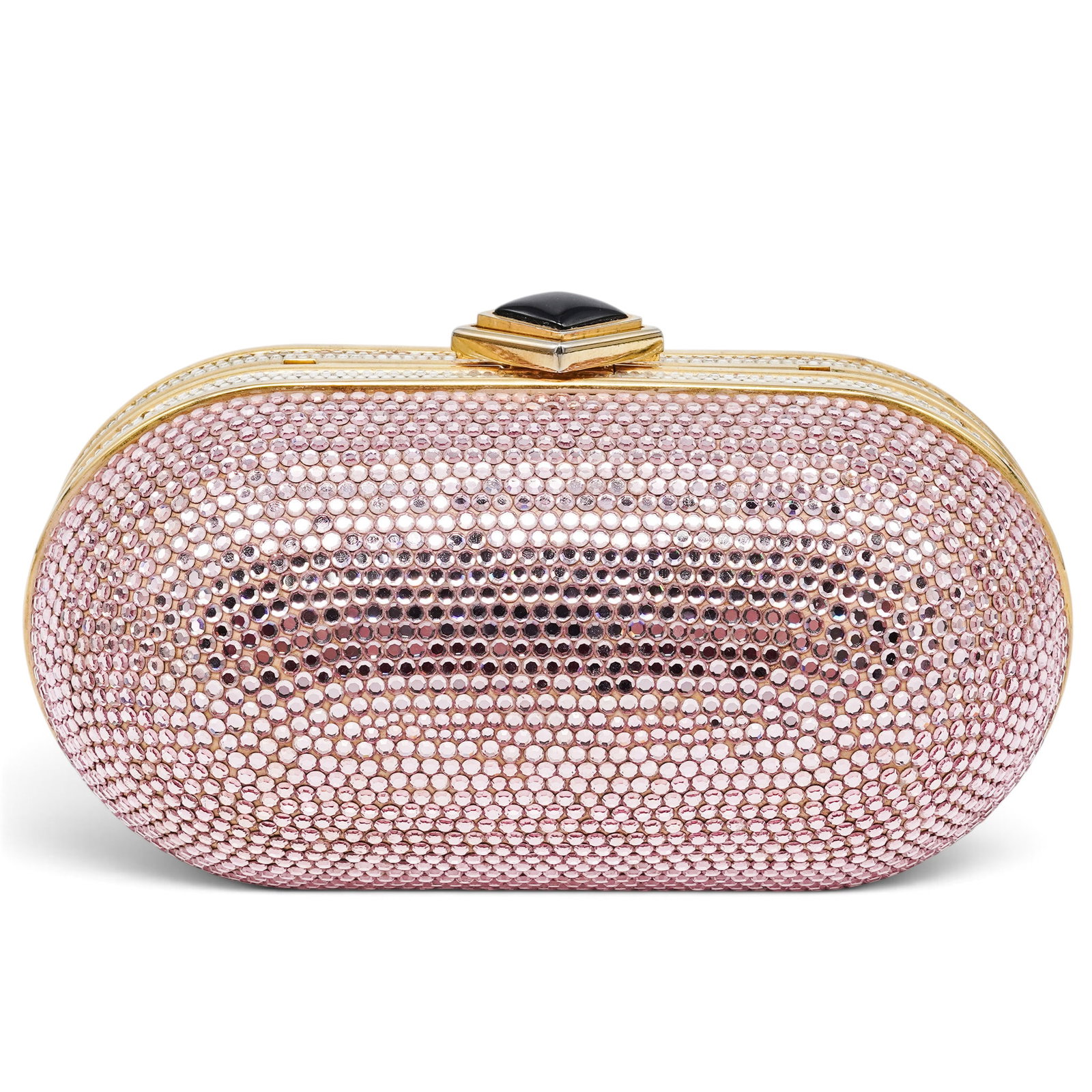 Judith Leiber Pink Swarovski Crystal Oval Minaudiere Clutch with Chain (1 of 11)