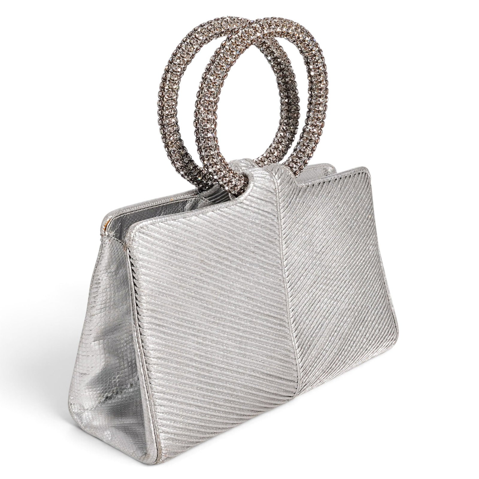 Judith Leiber Silver Lizard Crystal Handle Bag (1 of 4)
