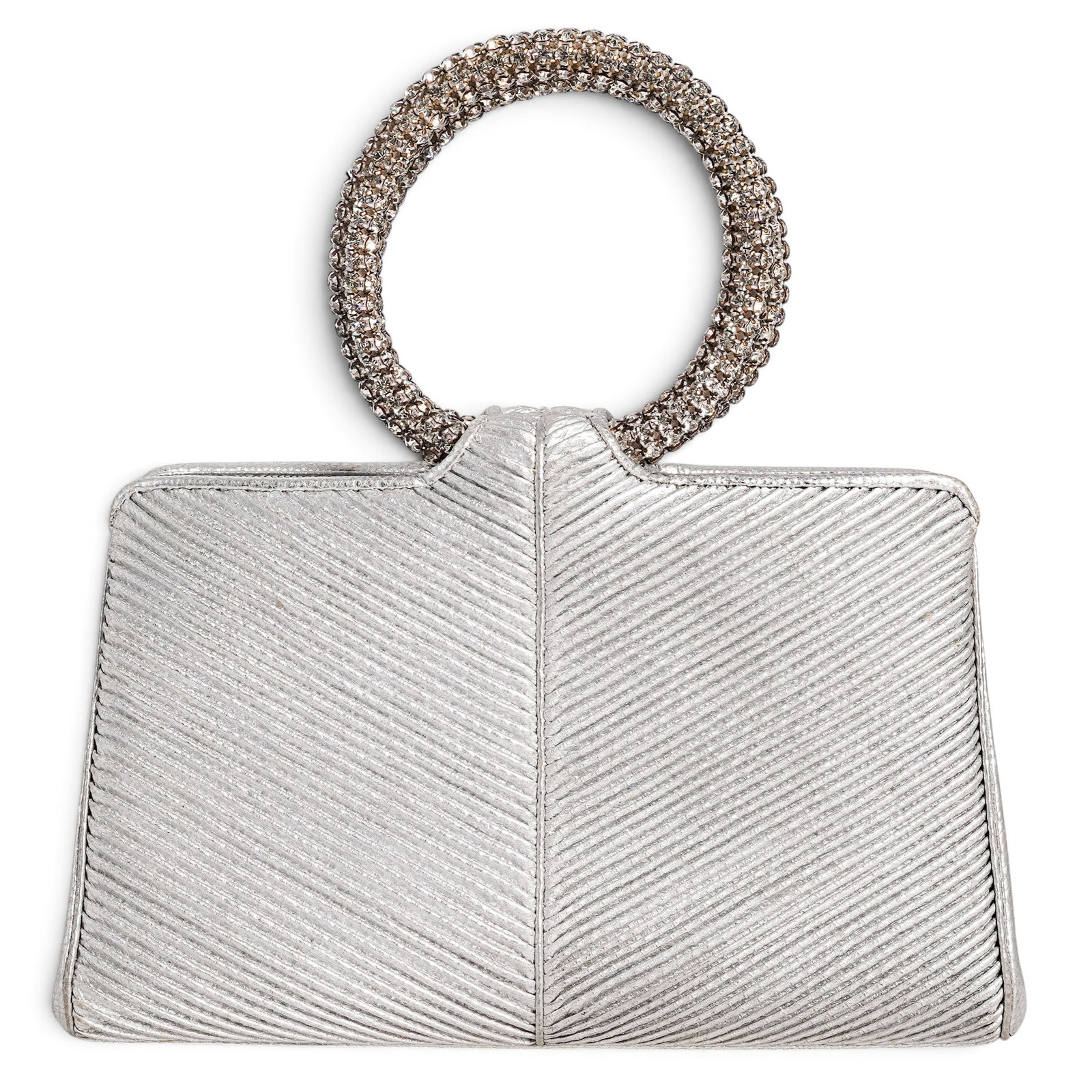 Judith Leiber Silver Lizard Crystal Handle Bag - 2