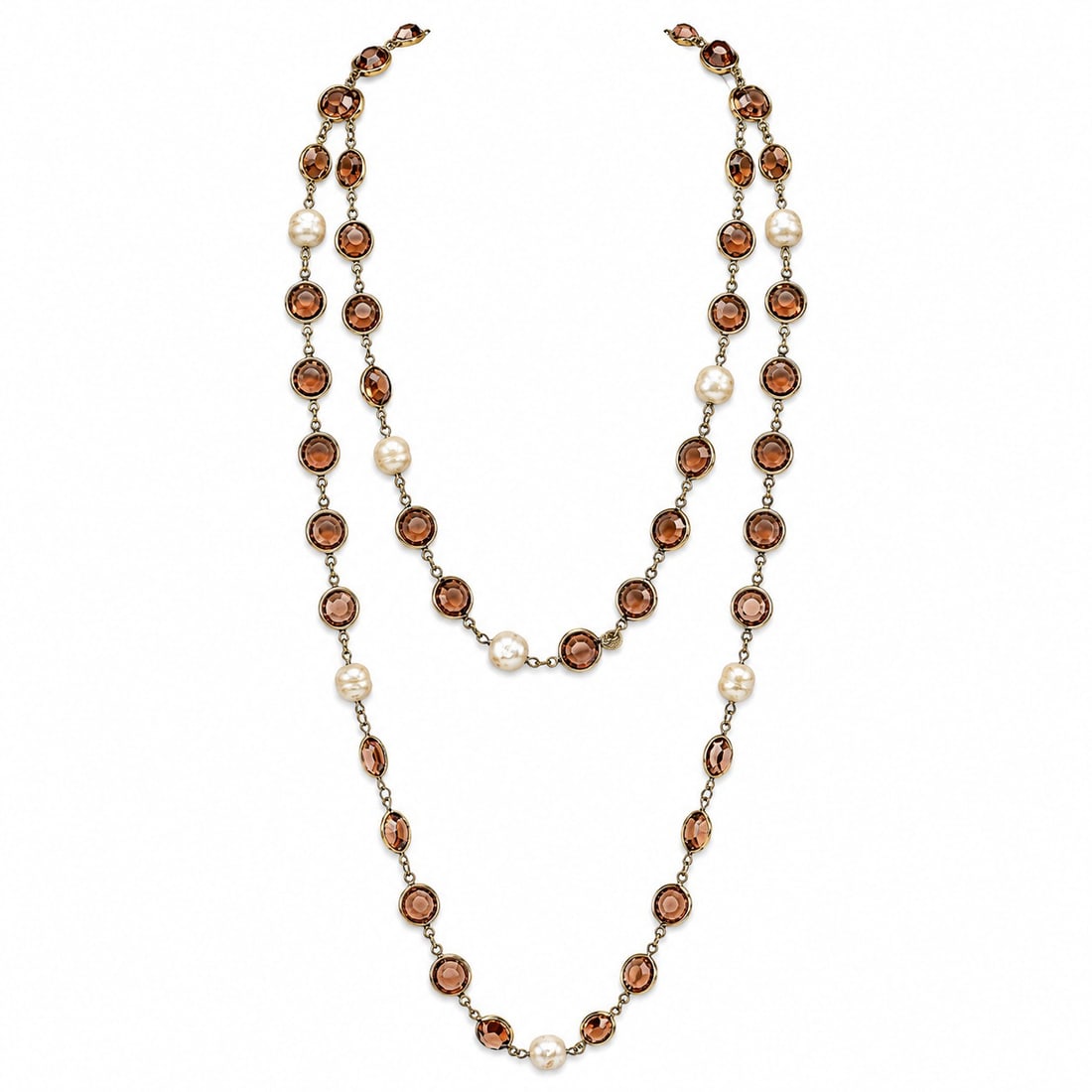Chanel Pearl & Smoky Quartz Costume Sautoir Necklace (1 of 6)
