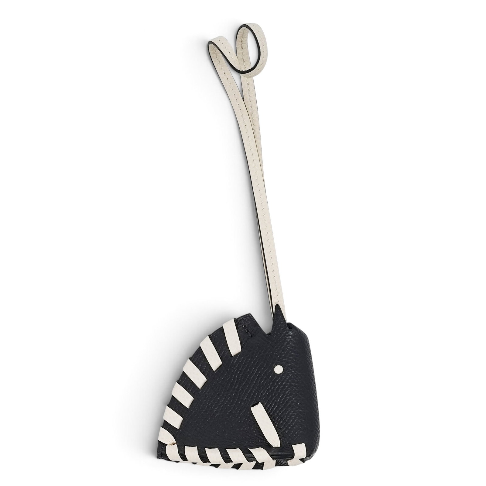 Hermes "Cheval Tresse" Bag Charm Noir/Nata Epsom Leather (1 of 7)