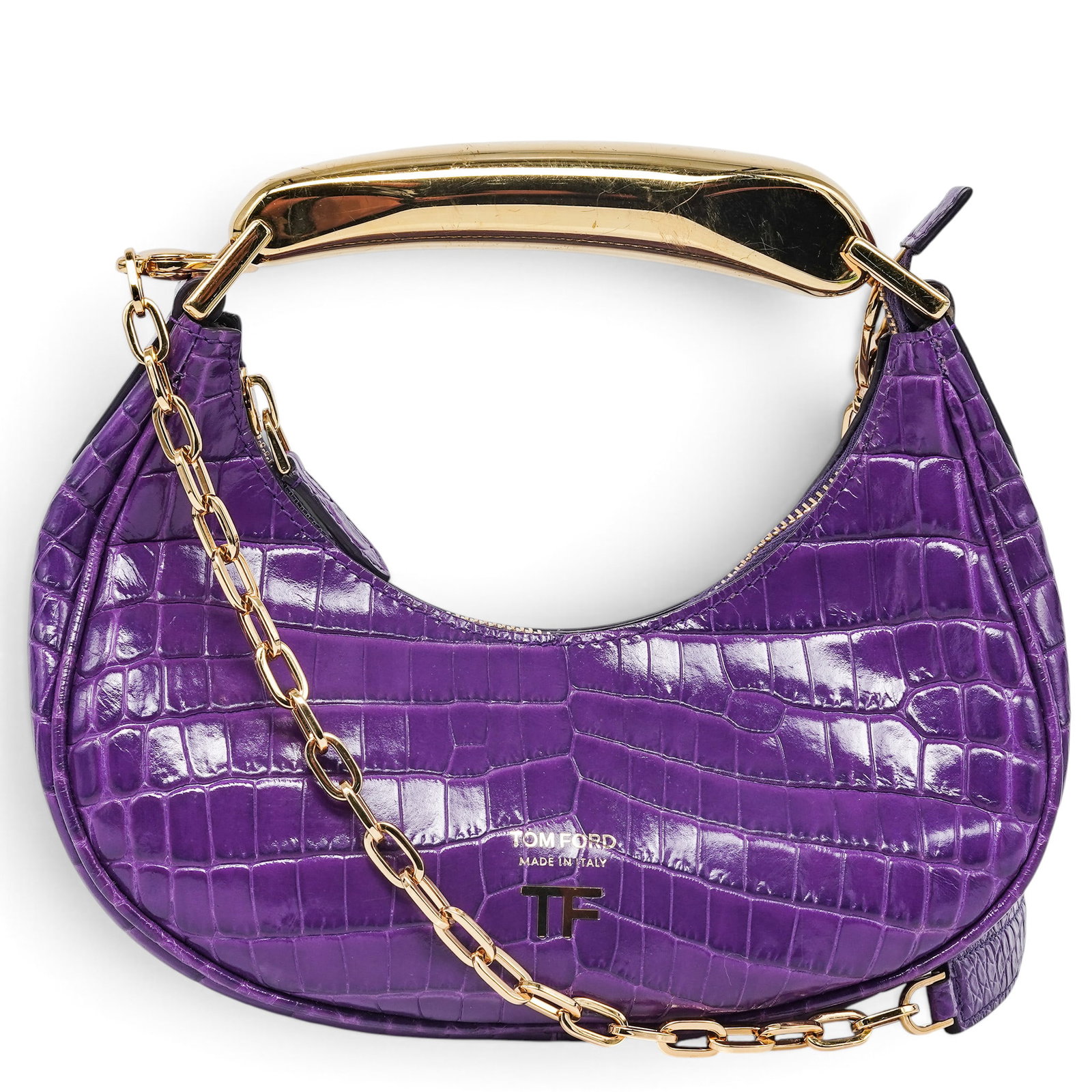 Tom Ford "Bianca" Purple Crocodile Embossed Leather Hobo Bag (1 of 12)
