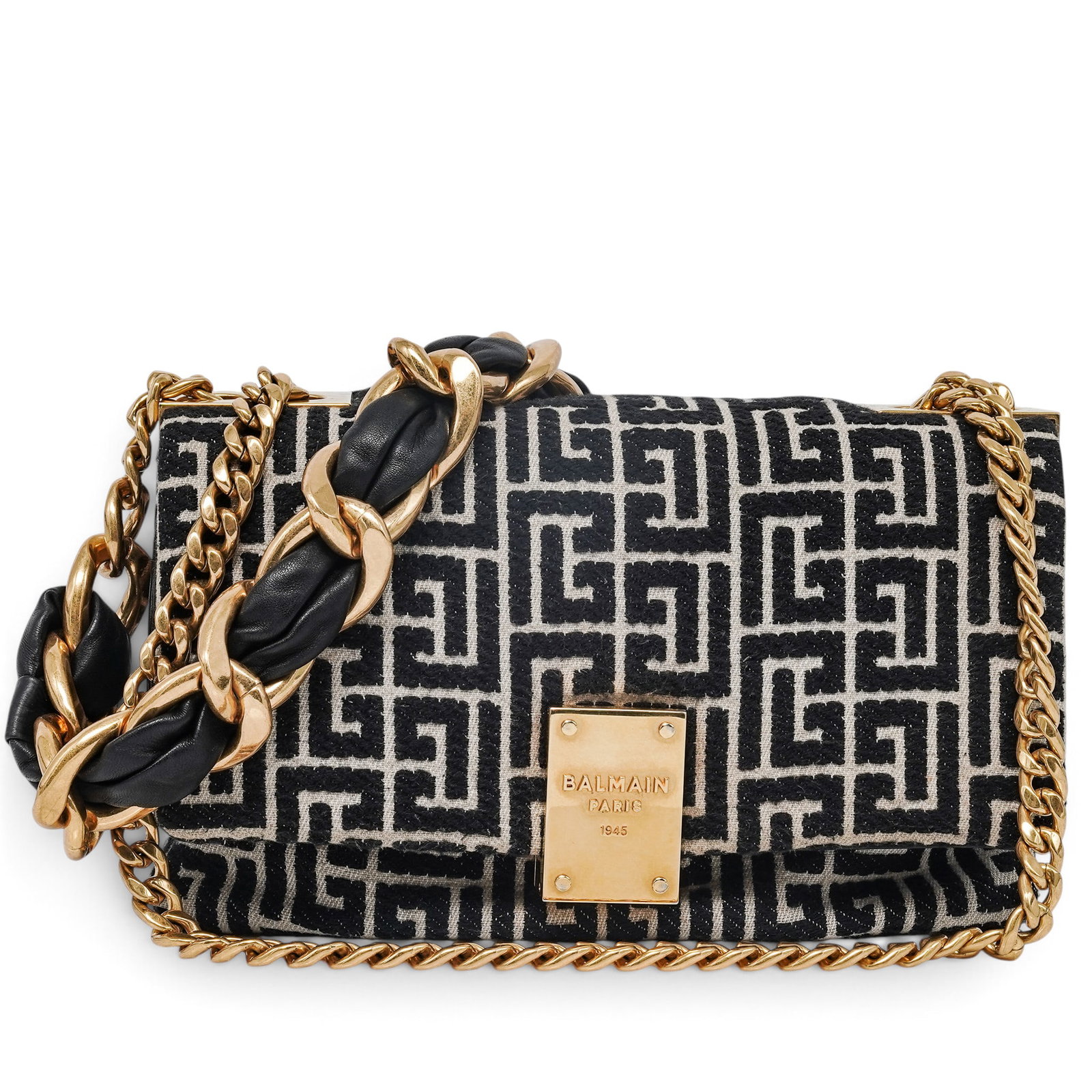 Balmain 1945 Jacquard Monogram Chain Shoulder Bag (1 of 10)