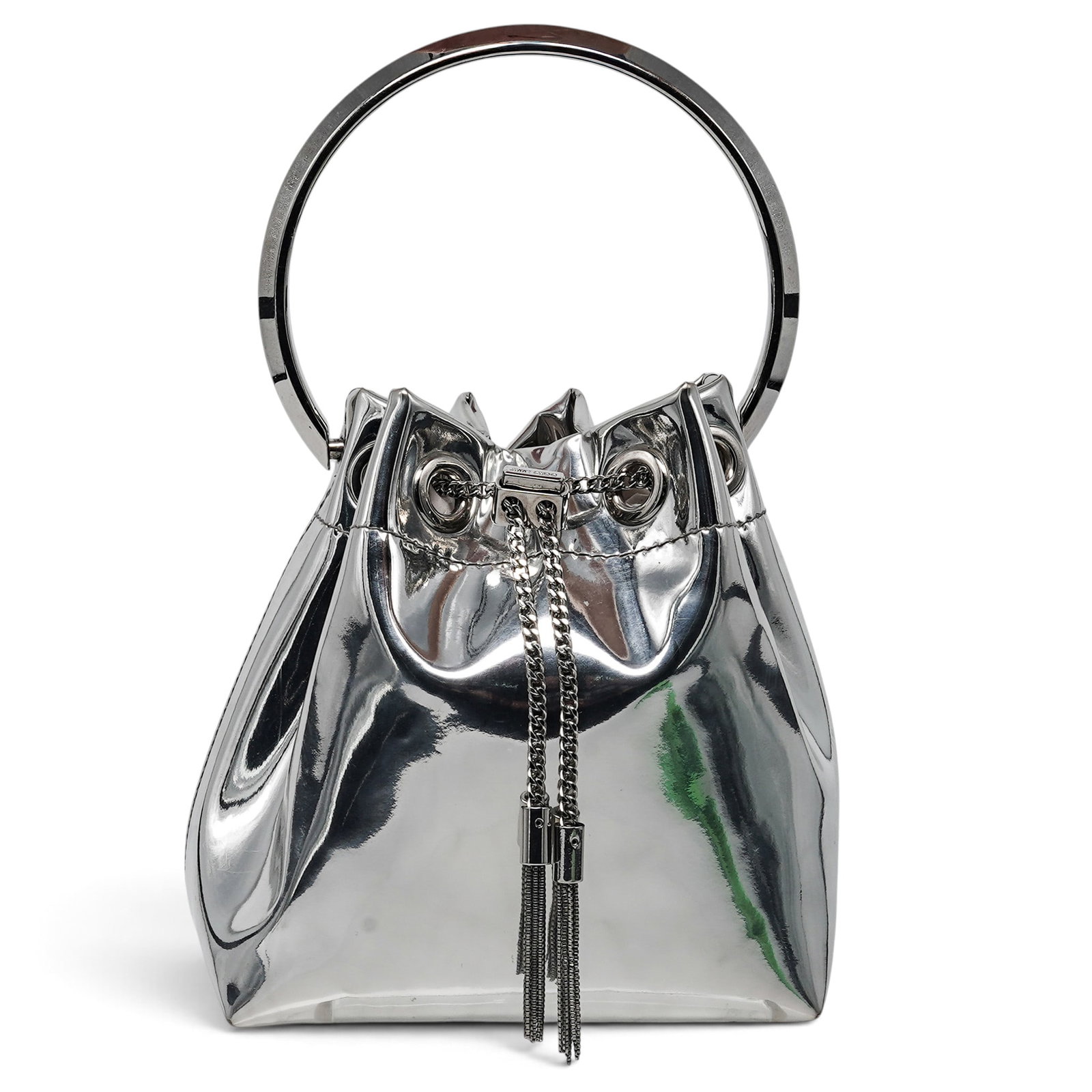 Jimmy Choo "Bonbon" Metallic Silver Leather Mini Bucket Bag (1 of 13)