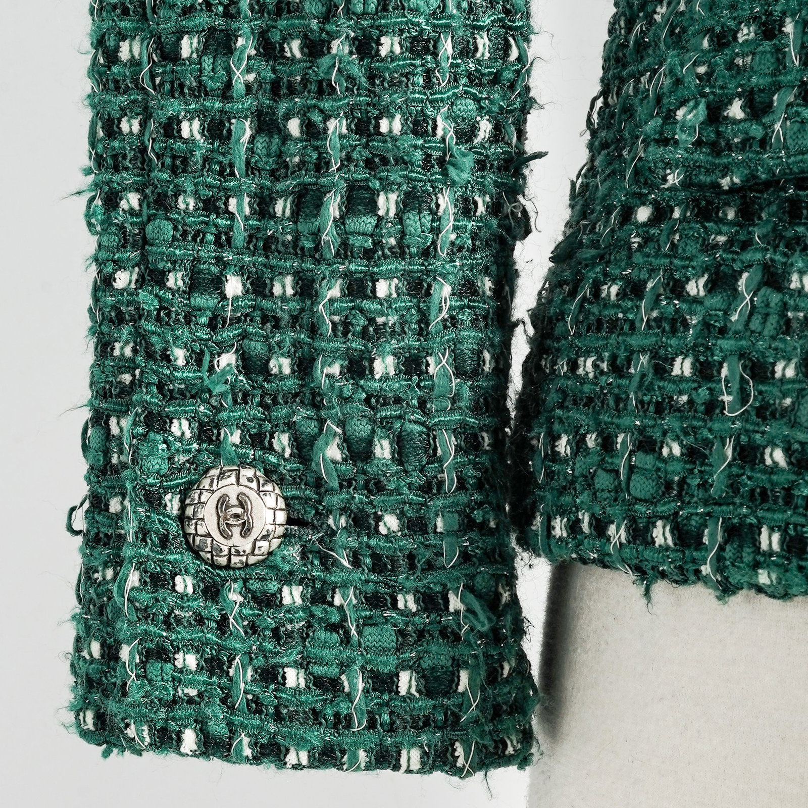 Chanel Green Tweed Jacket - 4
