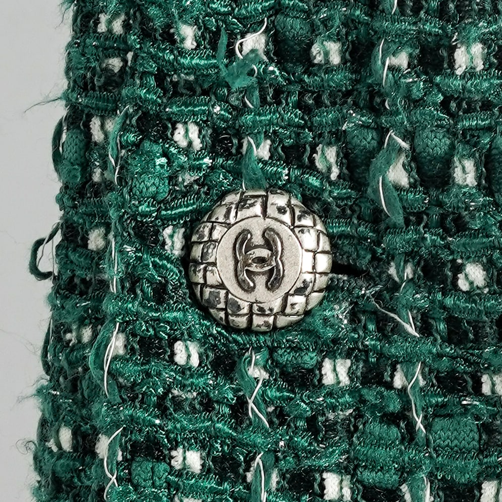 Chanel Green Tweed Jacket - 5