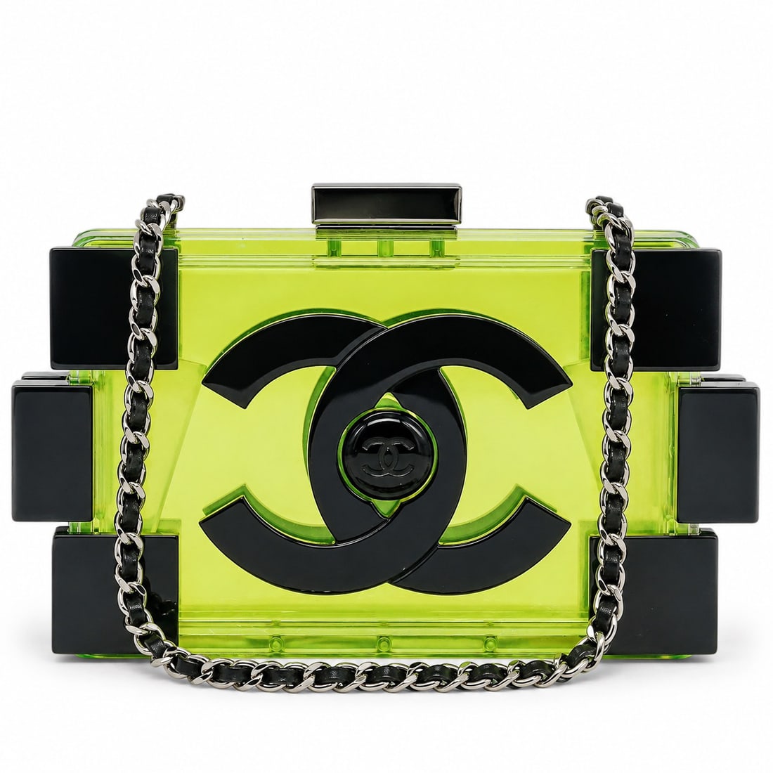 Chanel Lego Brick Green Transparent Lucite Minaudière (1 of 10)