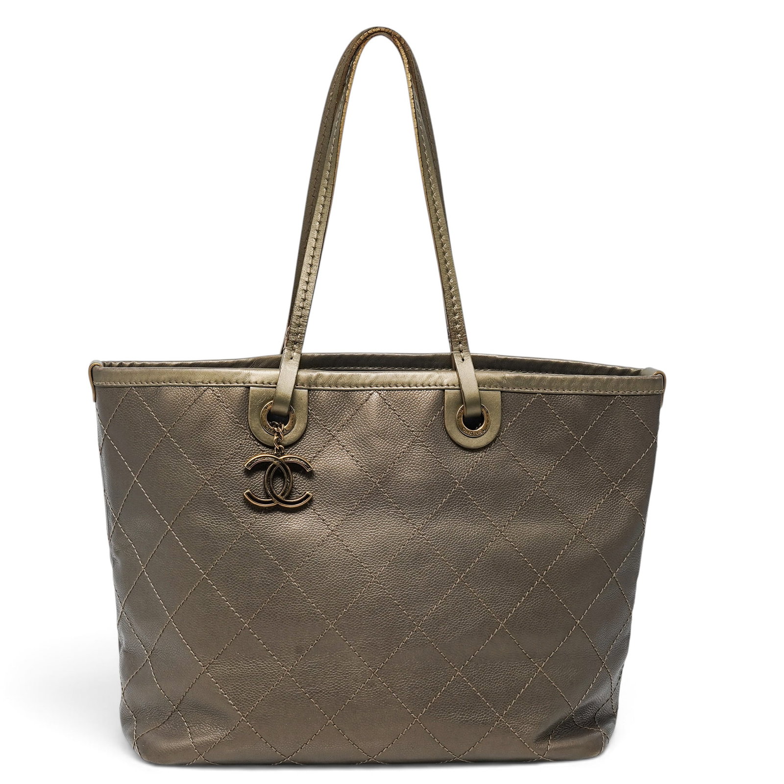 Chanel "Shopping Fever Tote" Gold Quilted Caviar Leather (1 of 20)