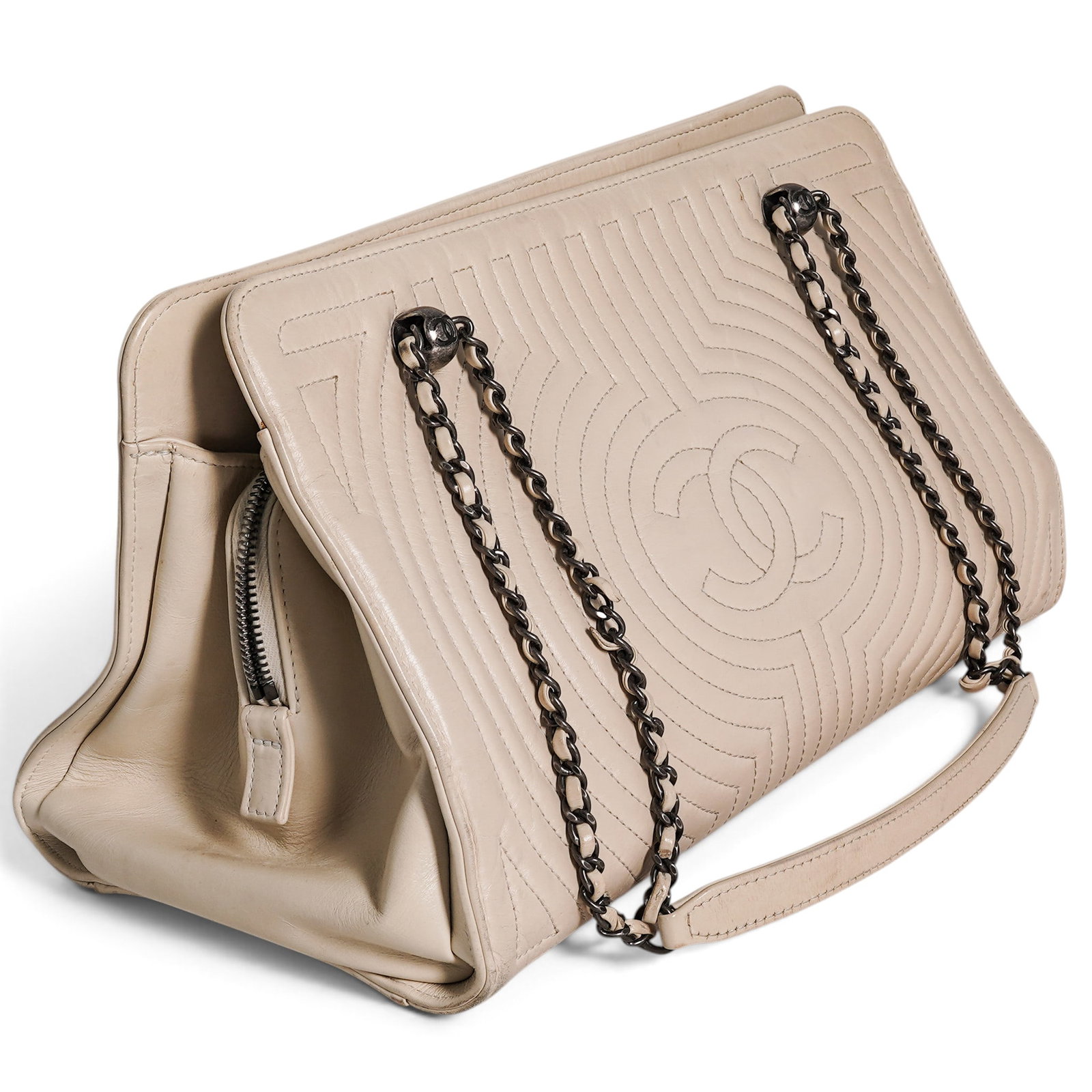 Chanel "Korean Garden" White Glazed Calfskin Tote (1 of 12)
