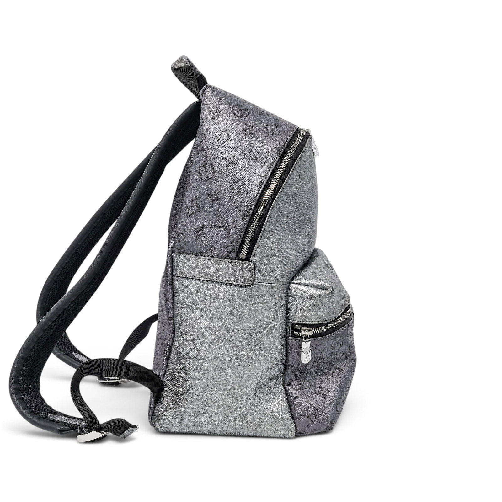 Louis Vuitton "Discovery" Backpack Silver Monogram Taigarama - 4