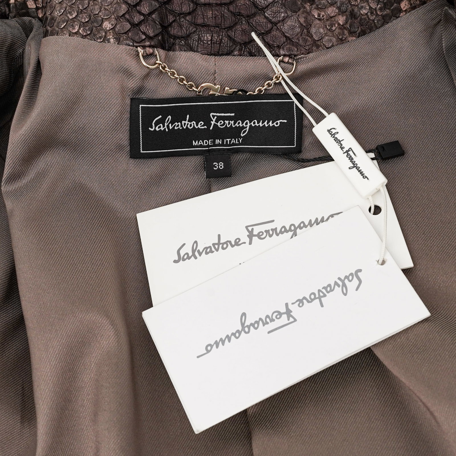Salvatore Ferragamo Brown Python Women's Jacket - 10