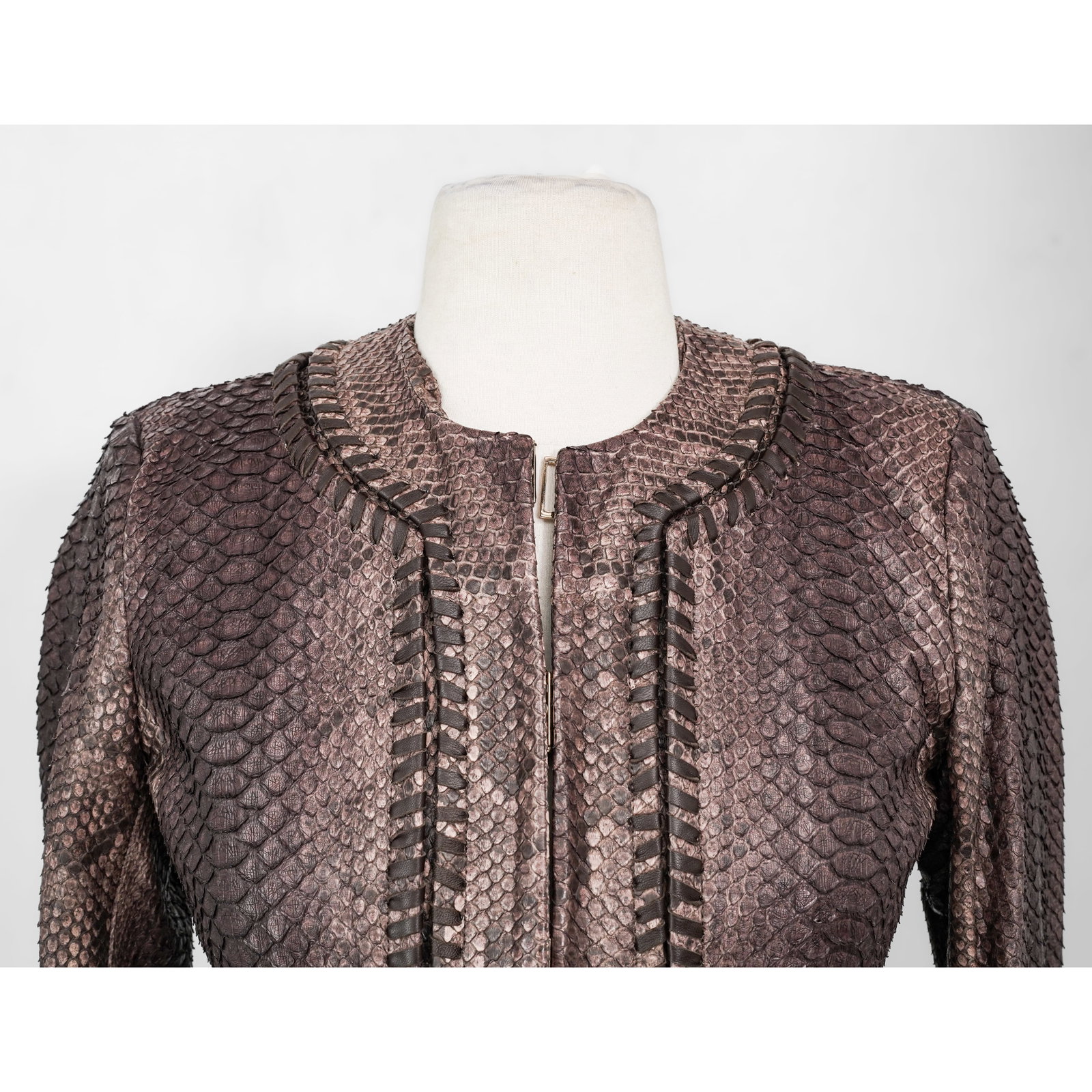 Salvatore Ferragamo Brown Python Women's Jacket - 2