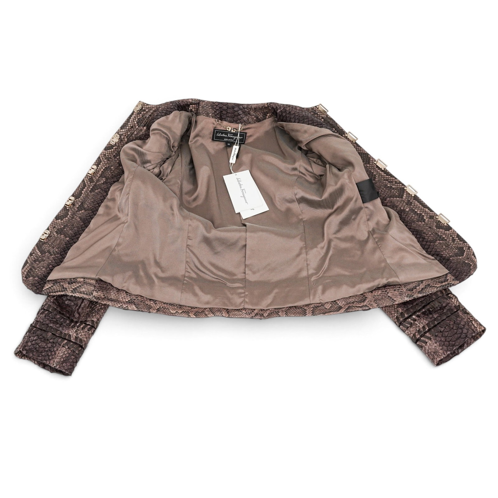 Salvatore Ferragamo Brown Python Women's Jacket - 9
