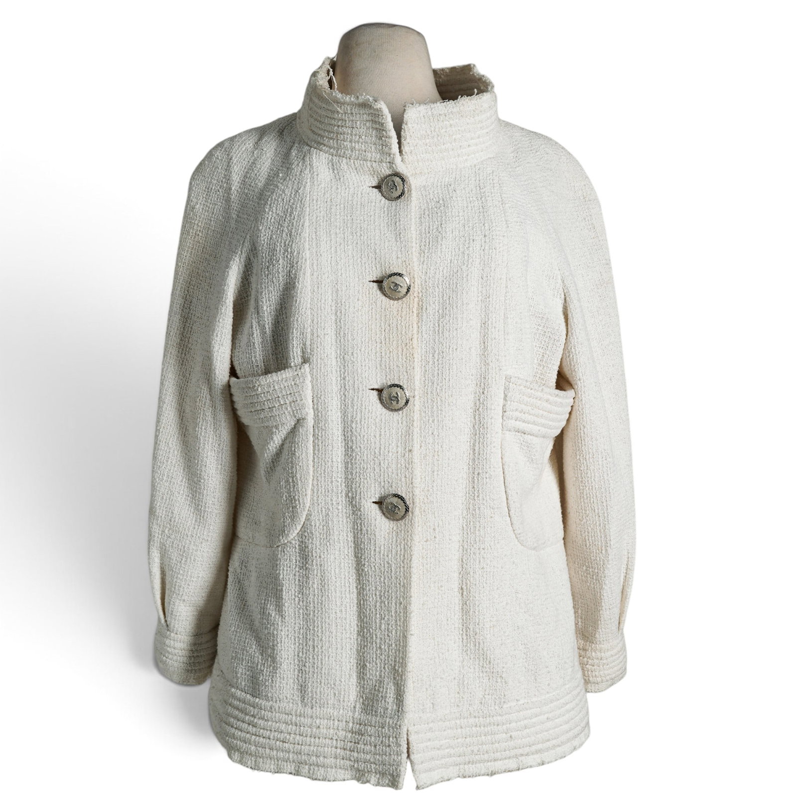 Chanel White Bouclé Tweed Jacket (1 of 6)