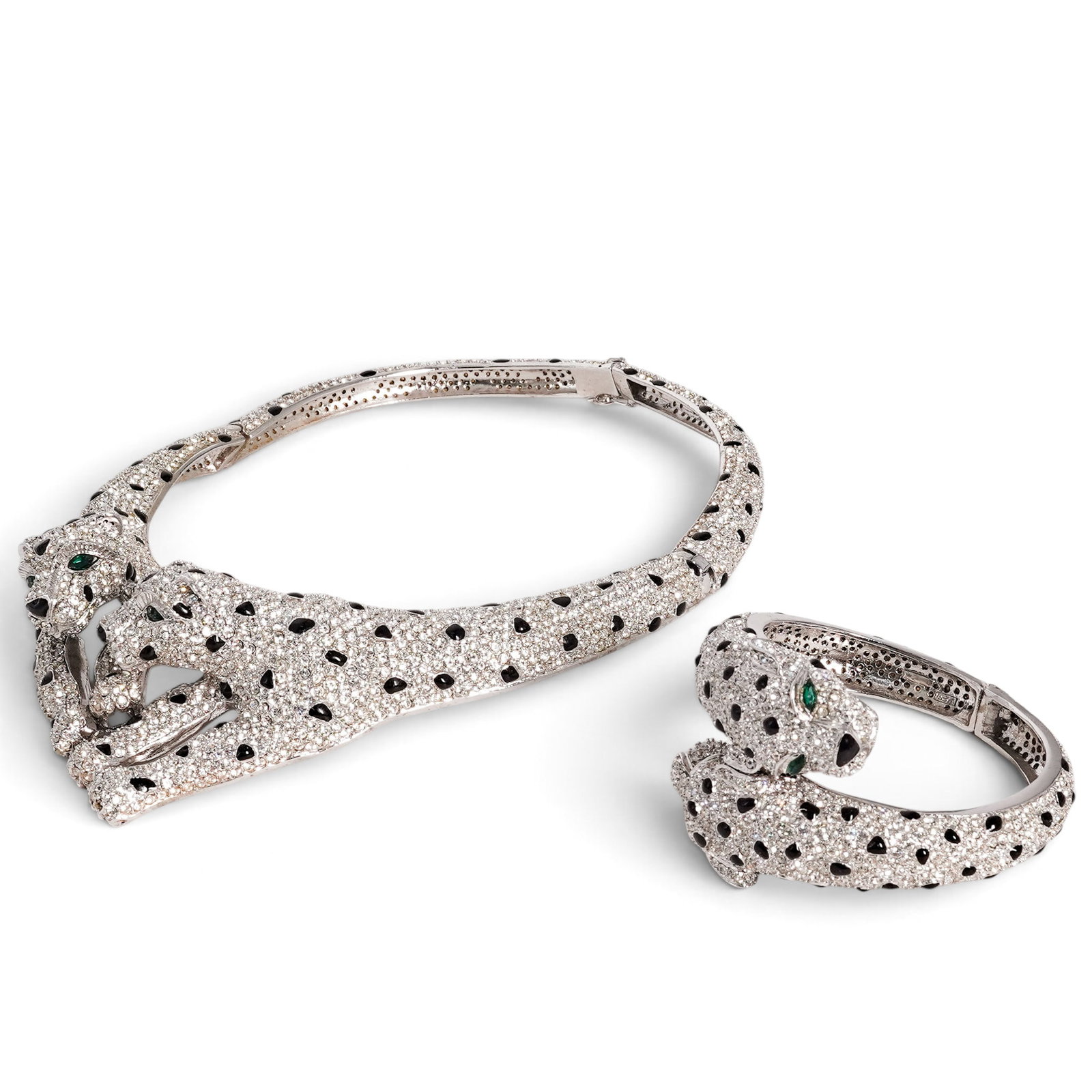 Jarin Crystal Pavé Panther Necklace & Cuff Bracelet Set (1 of 6)