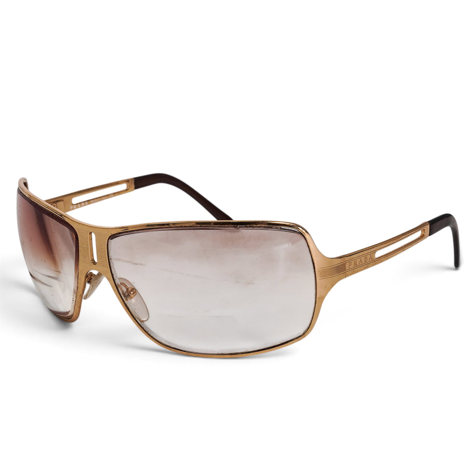 Prada Vintage Gold Metal Shield Sunglasses (1 of 6)