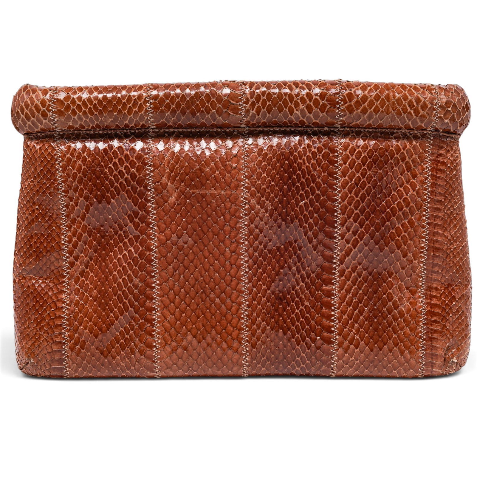Susan Gail Vintage Cognac Python Clutch - 3