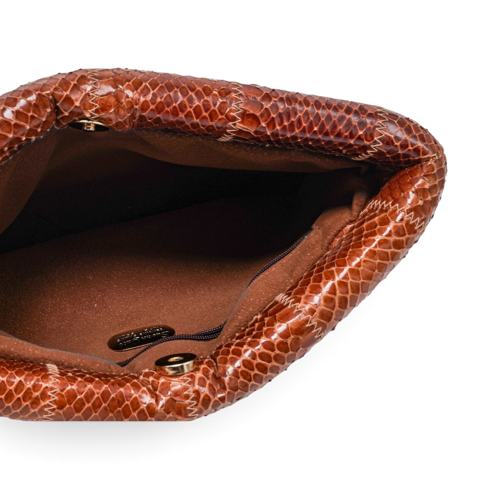 Susan Gail Vintage Cognac Python Clutch - 4