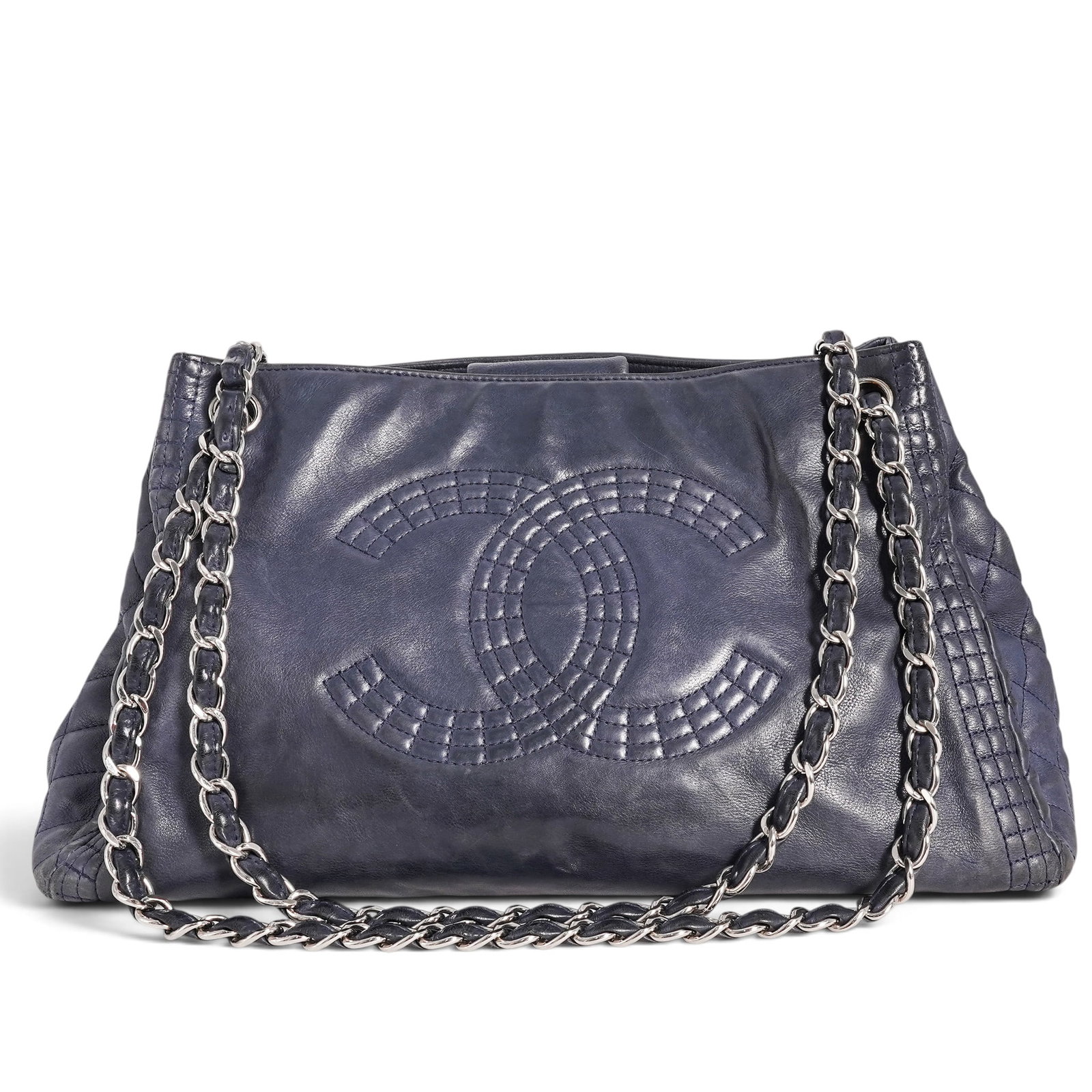 Chanel Coco Bengal Blue Calfskin Leather Accordion Tote (1 of 8)