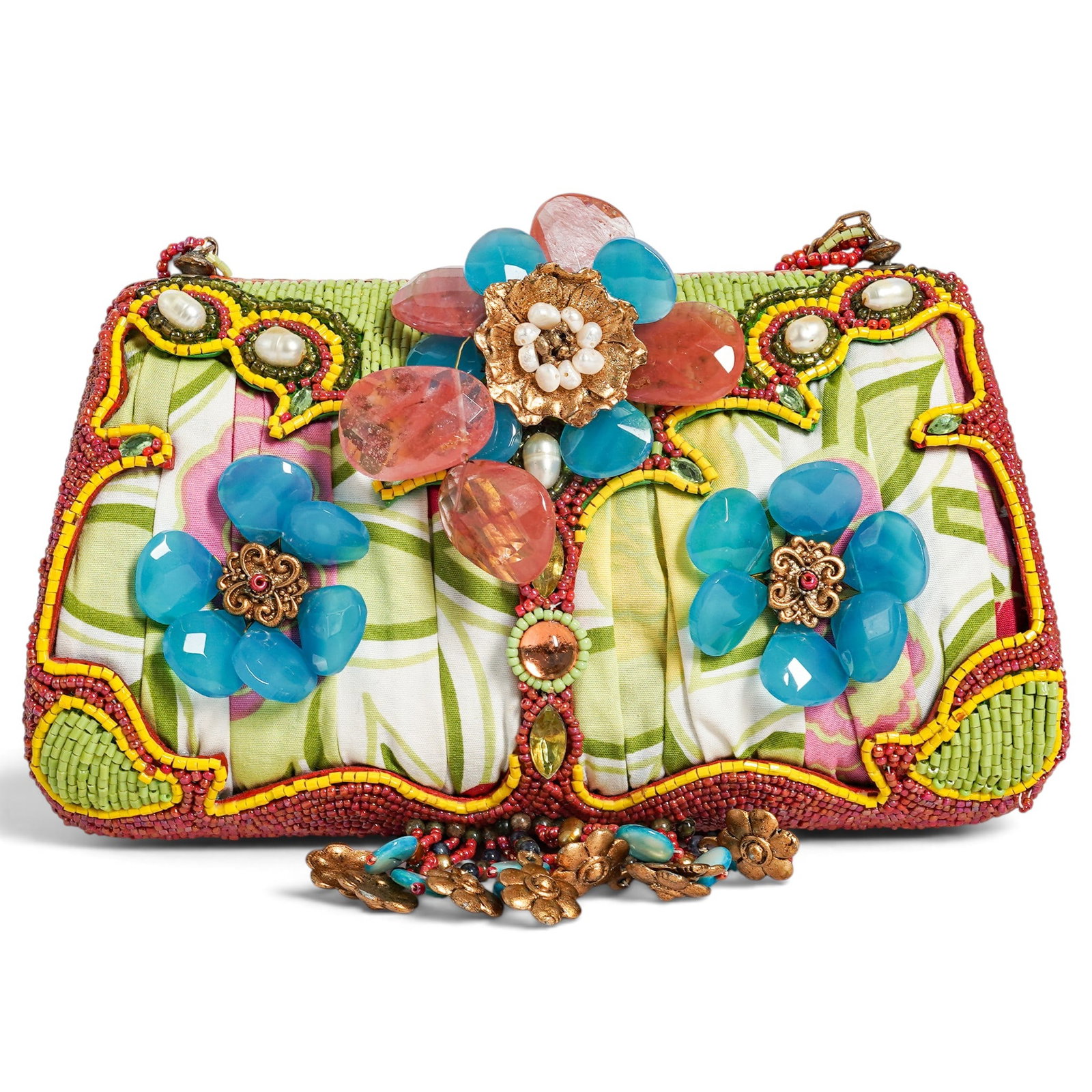 Mary Frances “Rock Garden?? Beaded & Jewel-Embellished Floral Clutch: Mary Frances “Rock Garden” Beaded & Jewel-Embellished Floral Clutch 2000's, Philippines This is a Y2K Mary Frances “Rock Garden” beaded and jewel-embellished floral clutch featuring