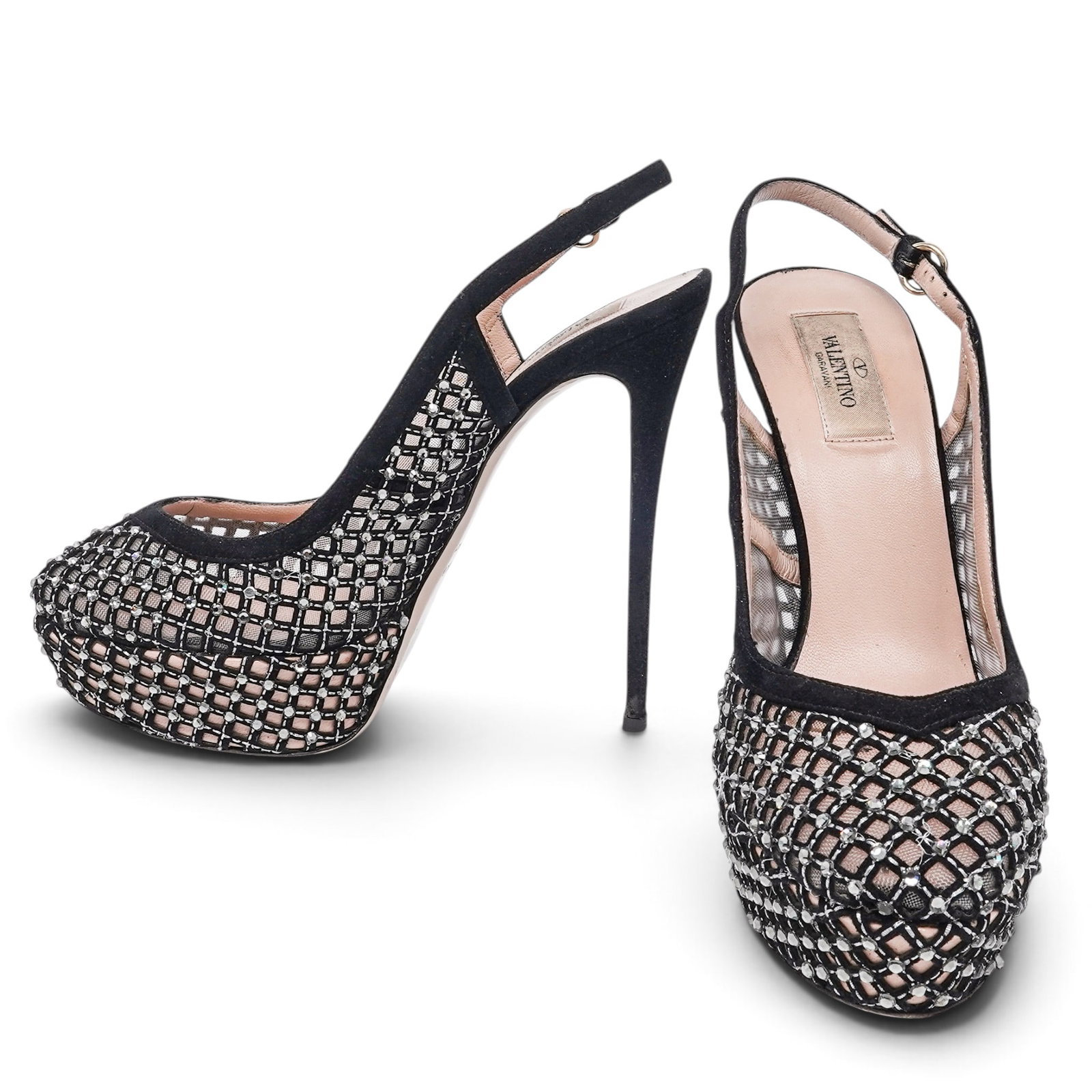 Valentino Crystal-Studed Mesh Platform Heels (1 of 8)