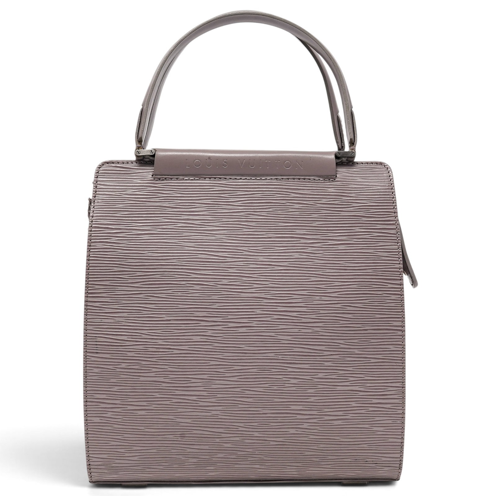 Louis Vuitton "Figari" PM Grey Epi Leather: Louis Vuitton "Figari" PM Grey Epi Leather 2001, France Louis Vuitton Figari PM crafted from grey Epi leather, featuring a structured design, top handles, and silver-tone hardware. 8.5" L x 9.25" H x 