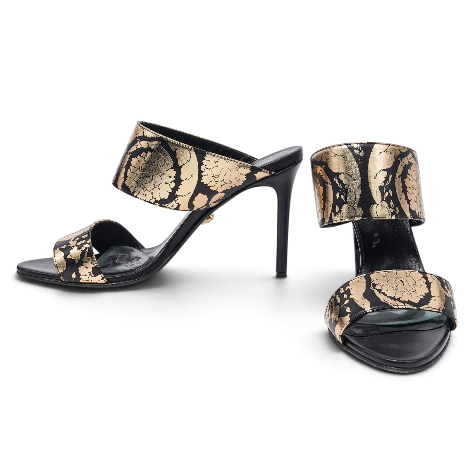 Versace Black & Gold Baroque Heels (1 of 8)
