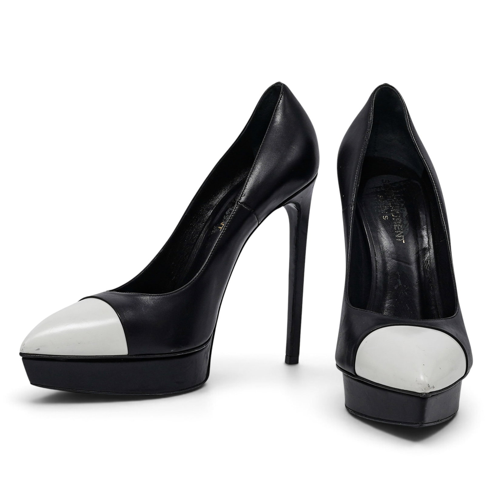 Saint Laurent "Janis" Black & White Leather Pumps (1 of 6)