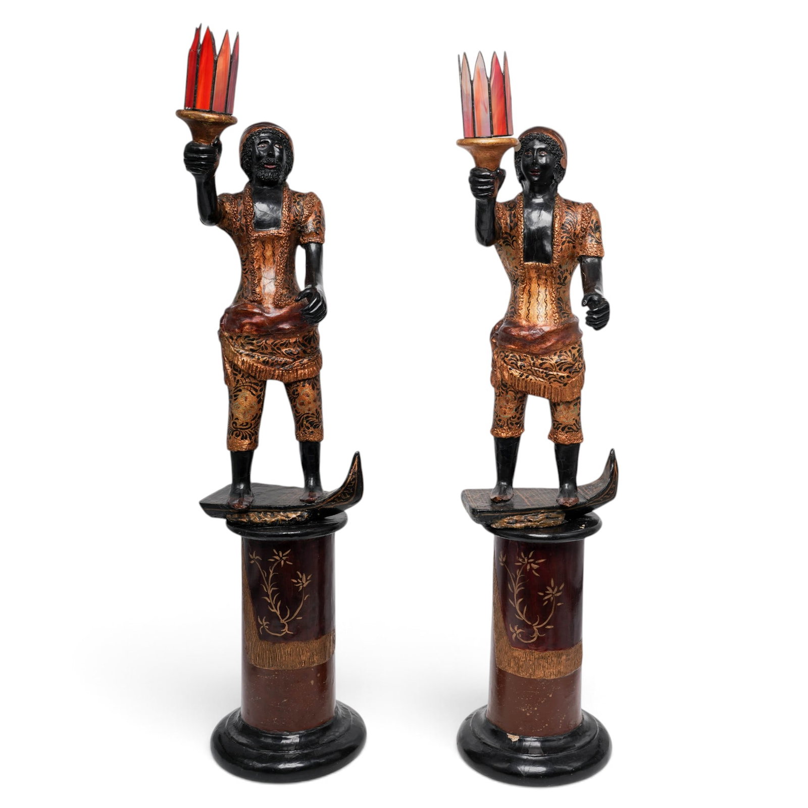 Pair Antique Venetian Ebonized Wood & Gilt Blackamoor Tochieres (1 of 9)