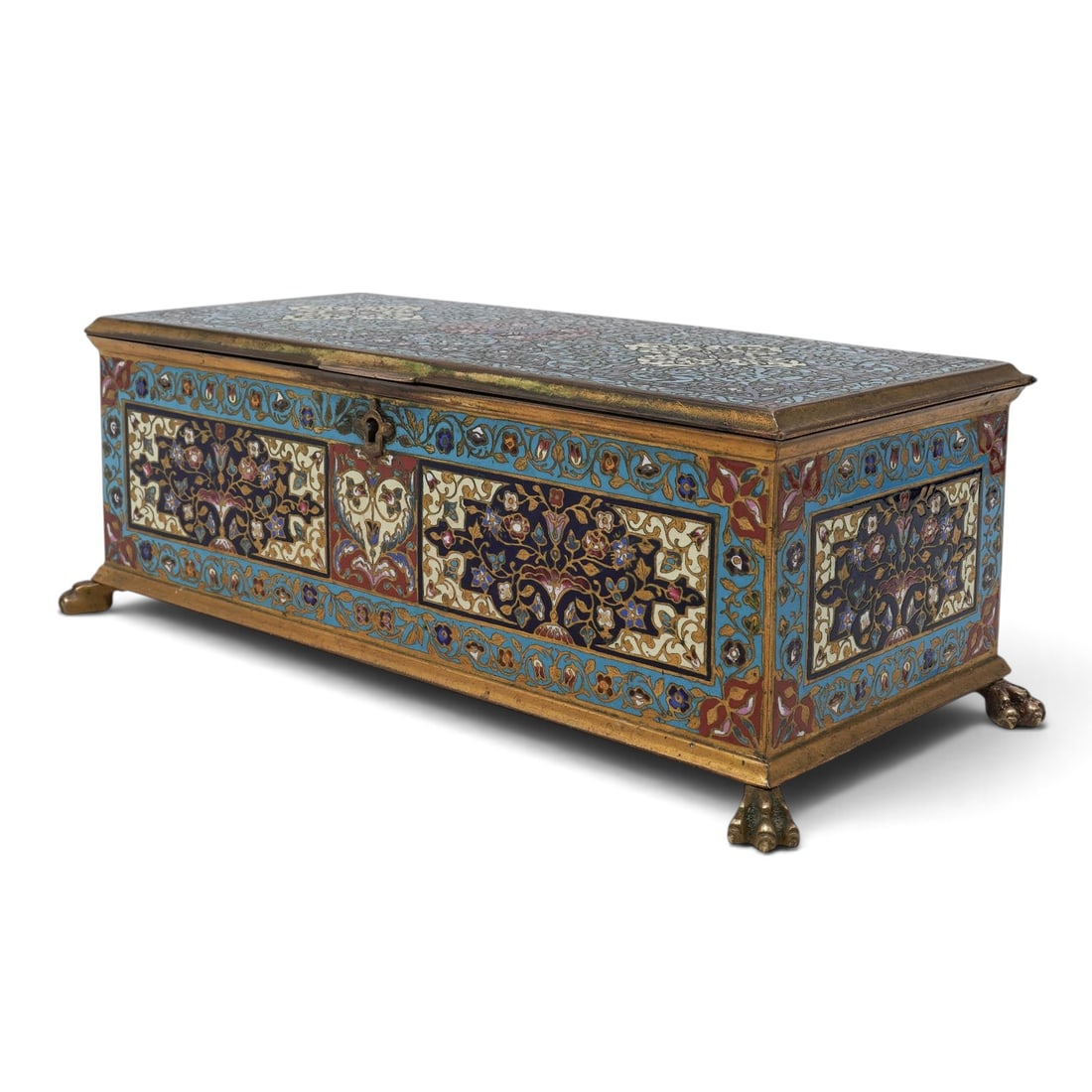 Duvillet Co. French Champleve Enamel & Gilt Bronze Casket Box (1 of 10)