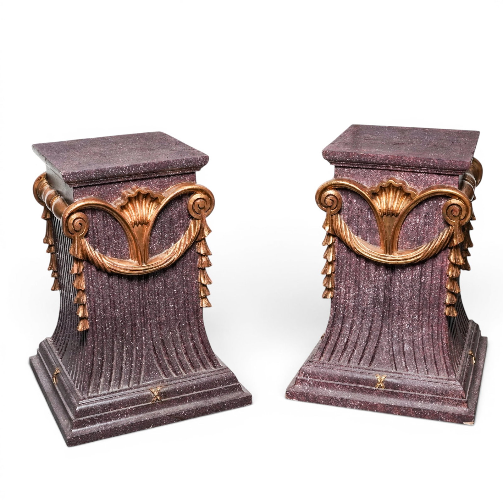 Attrib. Maison Jansen Neoclassical Faux Marble Column Pedestals (1 of 7)