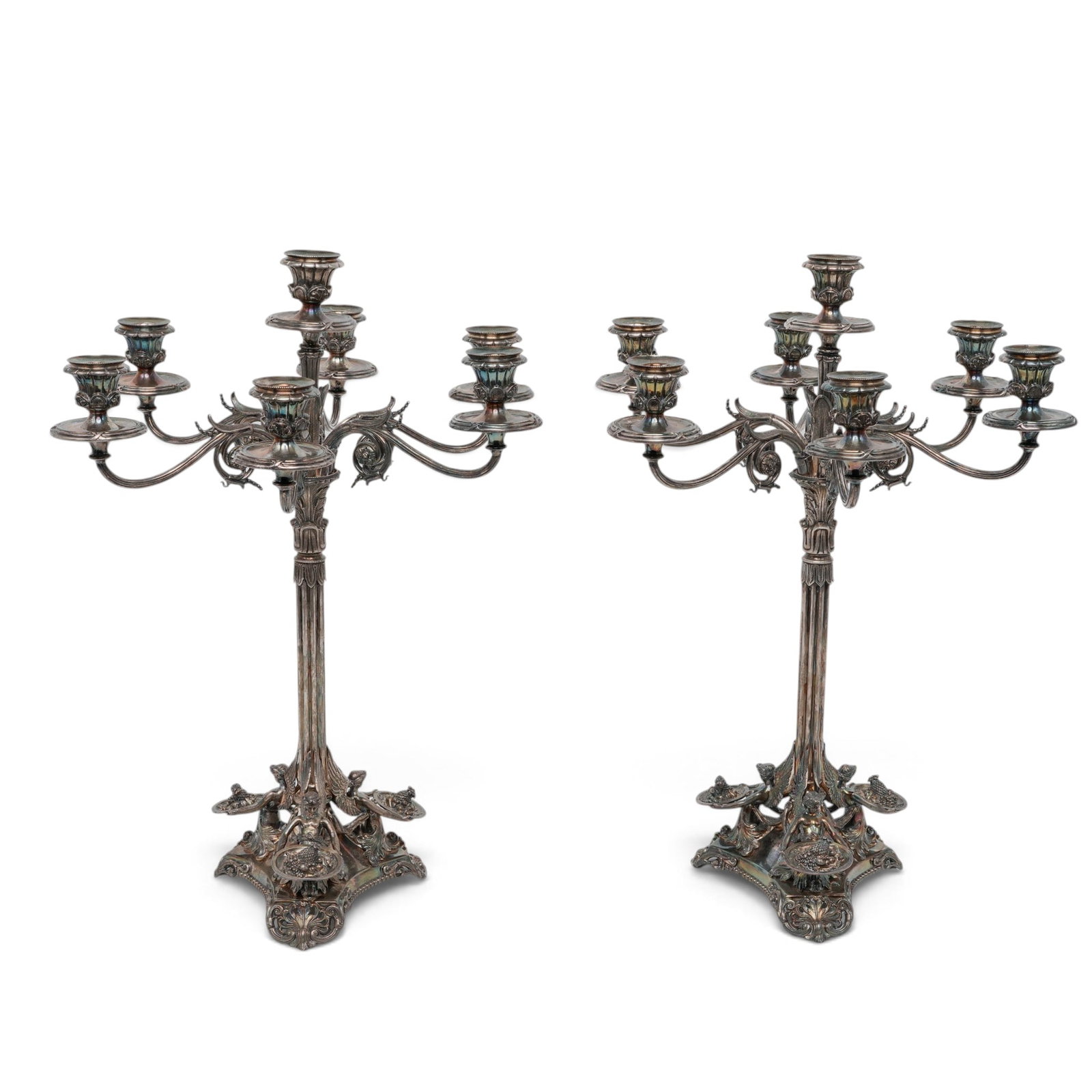 Pair of Antique Silver Plated Candelabras (1 of 8)